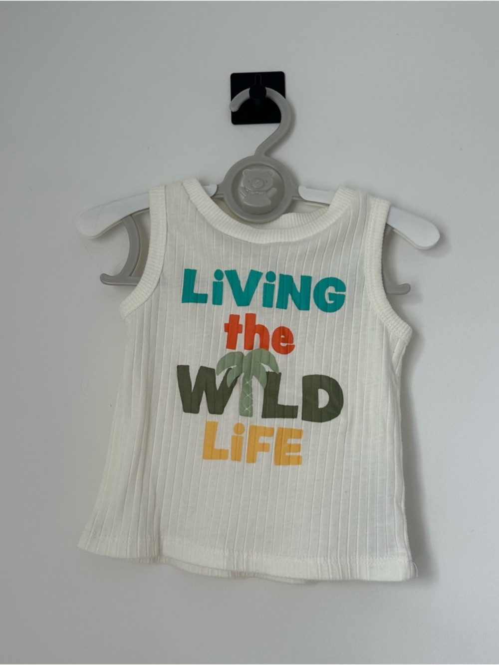 Living the Wild Life White Ribbed Tank Top for Kids